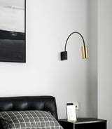 Modern Adjustable Flexible Arm Bedside Wall Sconce Lighting in Black and Gold Set of 2