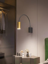 Modern Adjustable Flexible Arm Bedside Wall Sconce Lighting in Black and Gold Set of 2