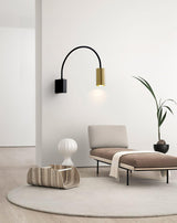 Modern Adjustable Flexible Arm Bedside Wall Sconce Lighting in Black and Gold Set of 2