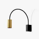 Modern Adjustable Flexible Arm Bedside Wall Sconce Lighting in Black and Gold Set of 2