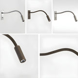 Modern Adjustable Flexible Gooseneck LED Wall Sconce Reading Light Set of 2