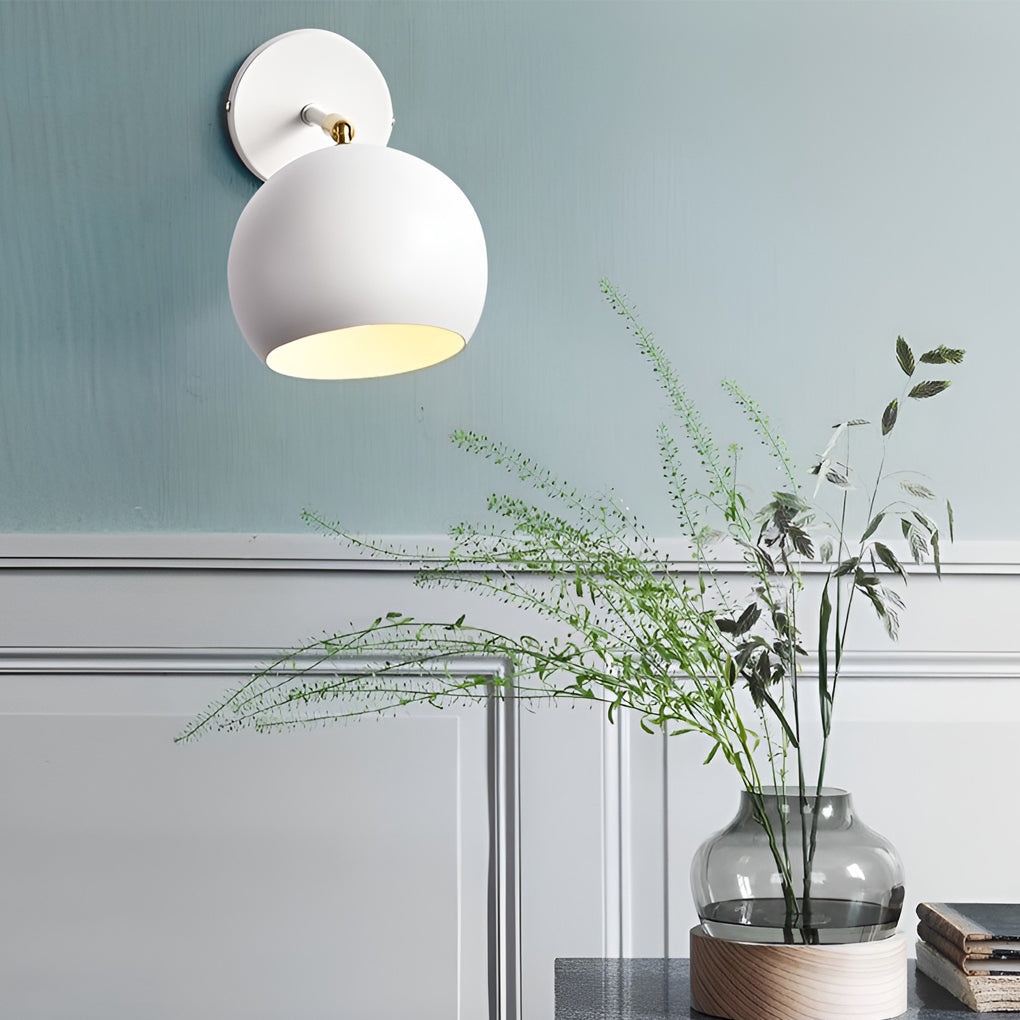 Modern Adjustable Hemispherical Metal Wall Lamp Plug in Nordic Sconce for Bedside