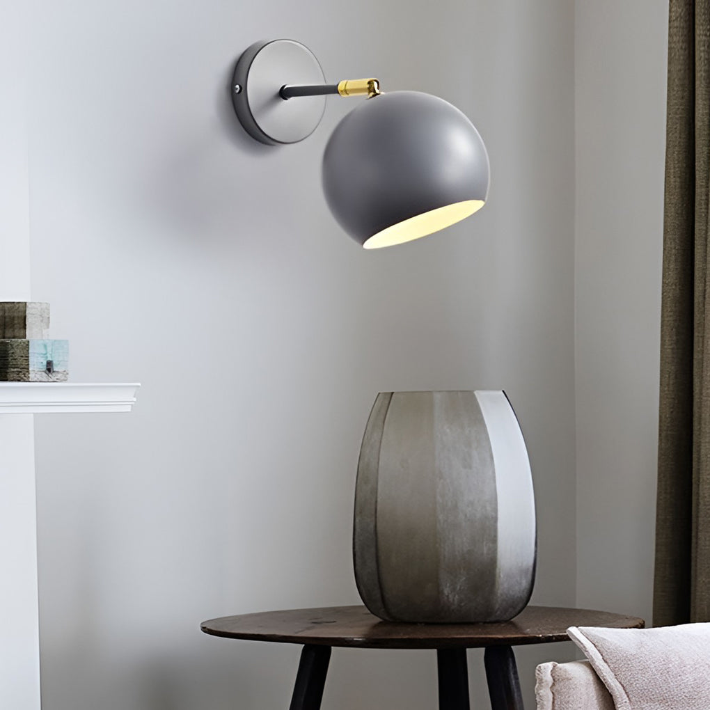 Modern Adjustable Hemispherical Metal Wall Lamp Plug in Nordic Sconce for Bedside
