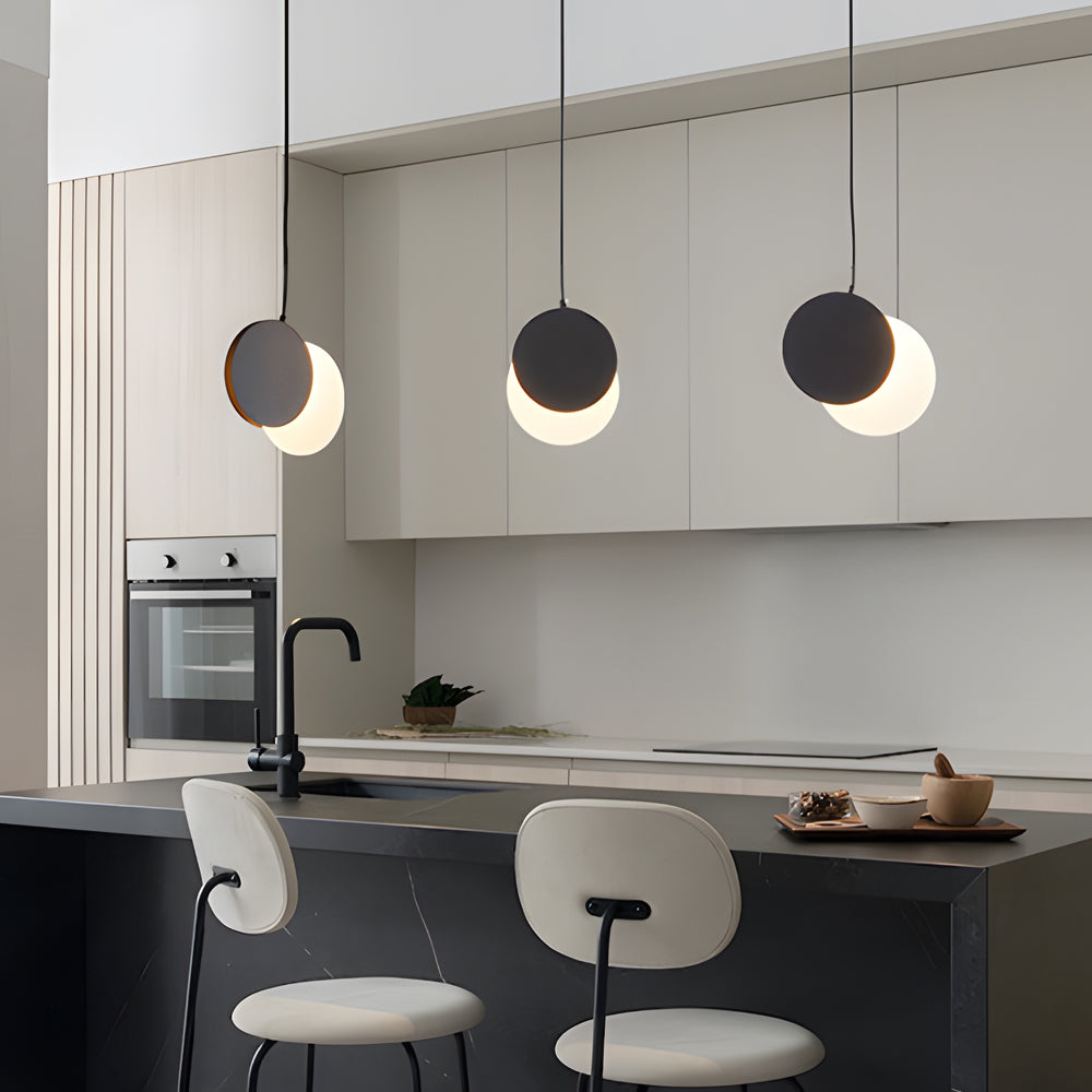 Modern Adjustable LED Moon Phase Pendant Light Kitchen Hanging Lamp for Dining Room