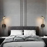 Modern Adjustable LED Wall Sconce Round Aluminum Nordic Reading Lamp Black and Gold Finish