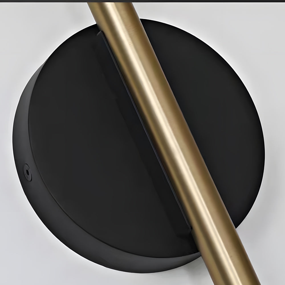 Modern Adjustable LED Wall Sconce Round Aluminum Nordic Reading Lamp Black and Gold Finish