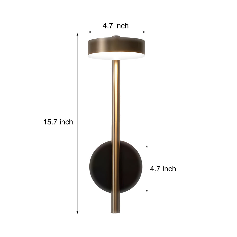 Modern Adjustable LED Wall Sconce Round Aluminum Nordic Reading Lamp Black and Gold Finish