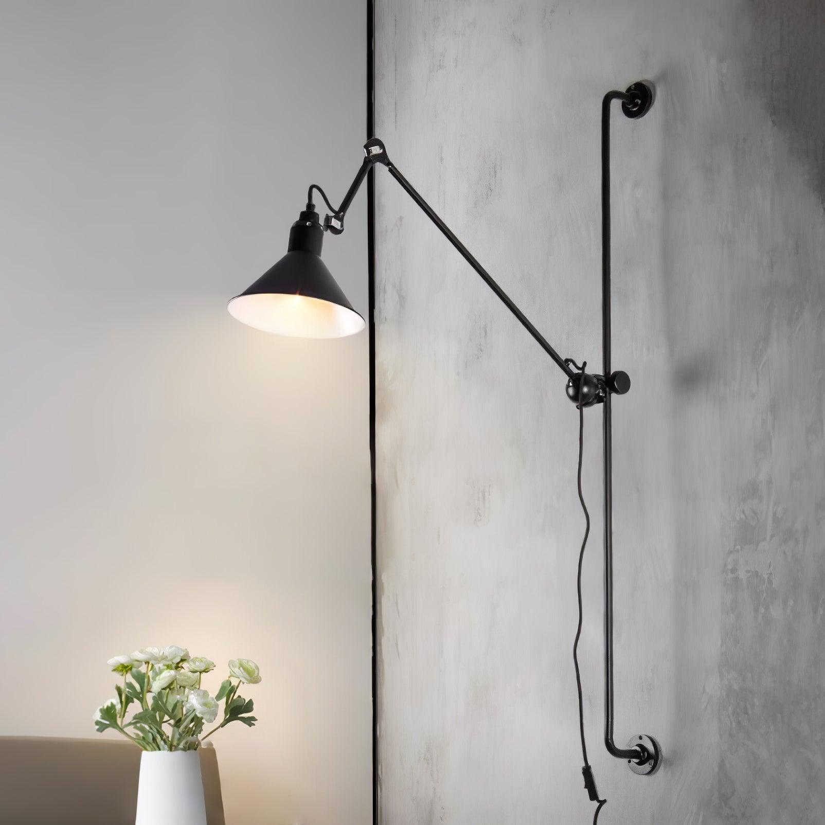 Modern Adjustable Metal Swing Arm Rocker Wall Sconce Set of 2 for Bedroom and Office