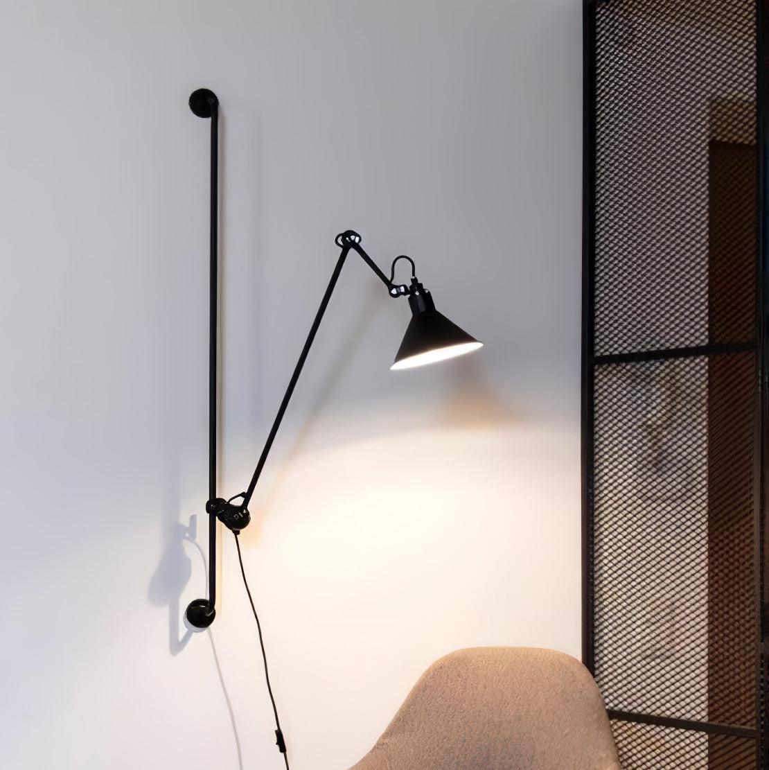 Modern Adjustable Metal Swing Arm Rocker Wall Sconce Set of 2 for Bedroom and Office