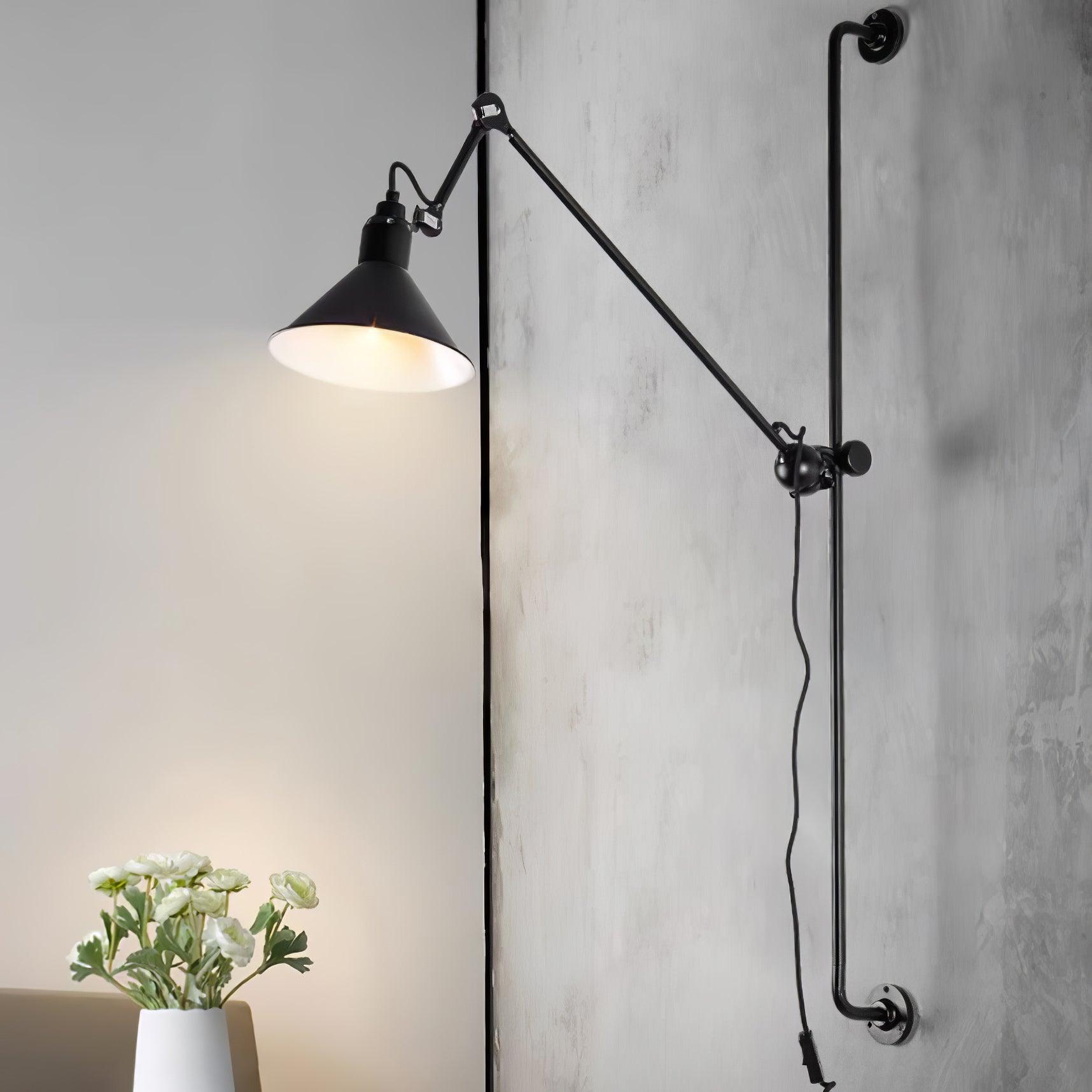 Modern Adjustable Metal Swing Arm Rocker Wall Sconce Set of 2 for Bedroom and Office
