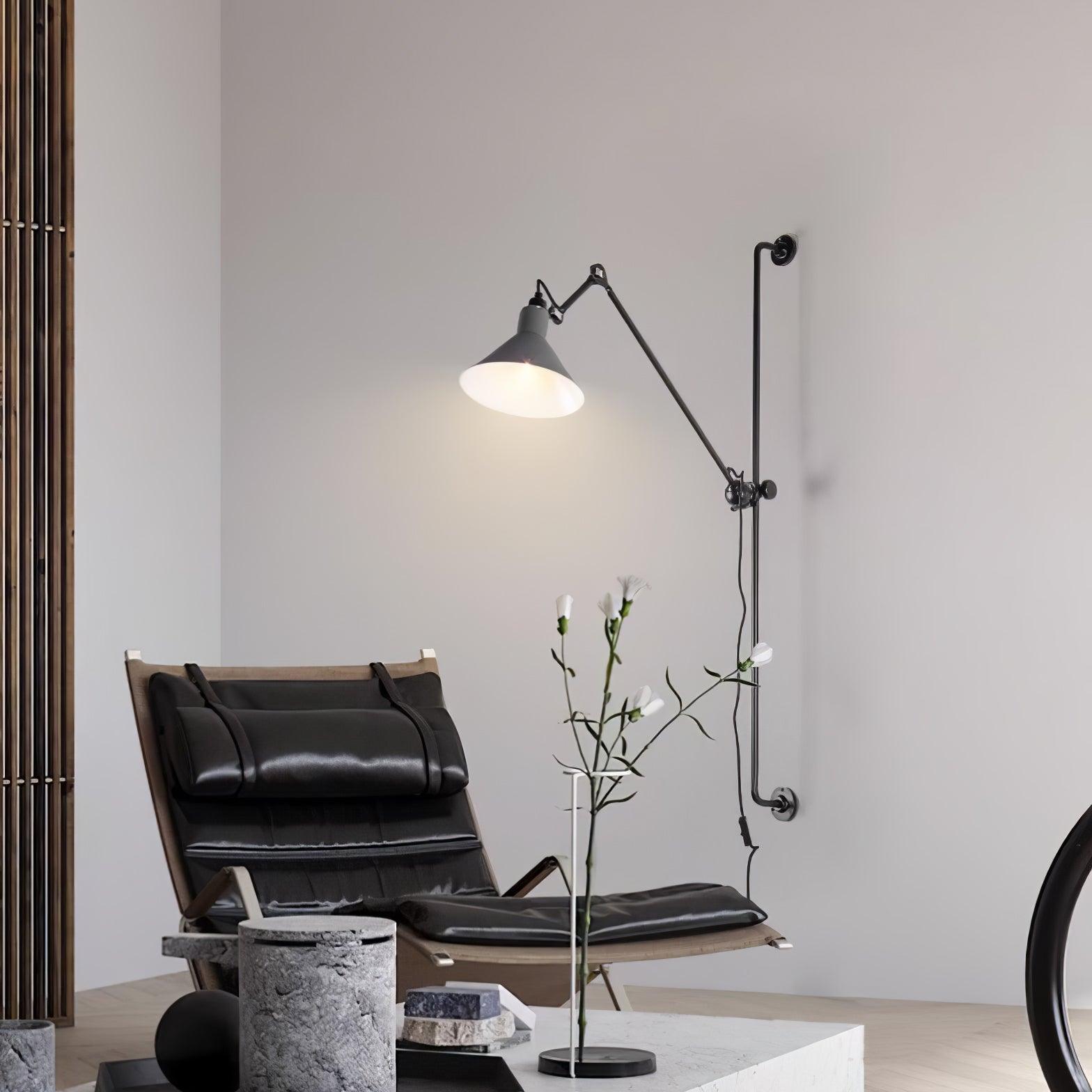 Modern Adjustable Metal Swing Arm Rocker Wall Sconce Set of 2 for Bedroom and Office