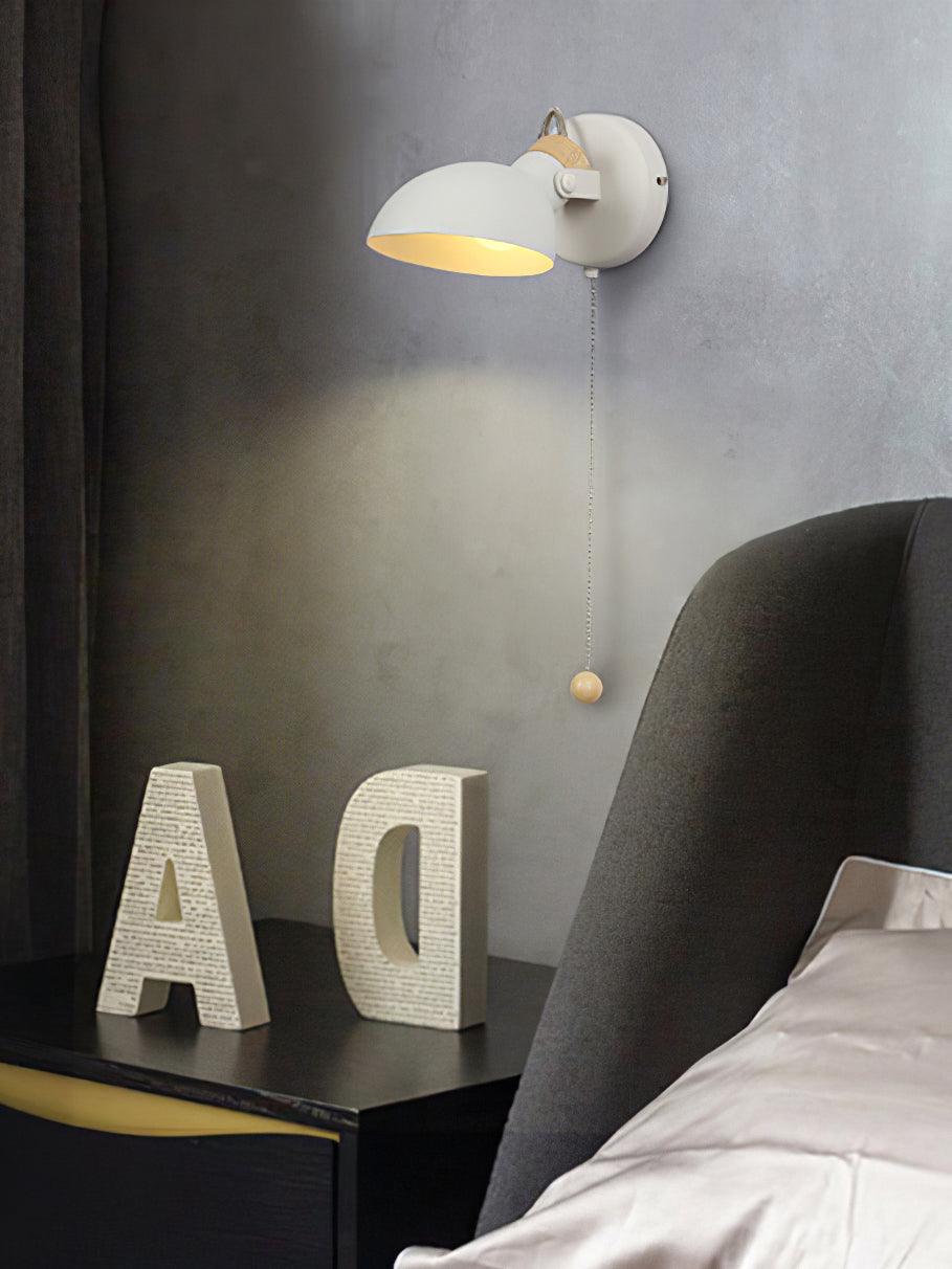 Modern Adjustable Metal Wall Sconce with 180 Degree Rotating Head and Pull Cord Switch