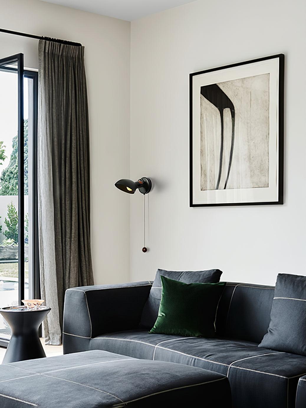 Modern Adjustable Metal Wall Sconce with 180 Degree Rotating Head and Pull Cord Switch