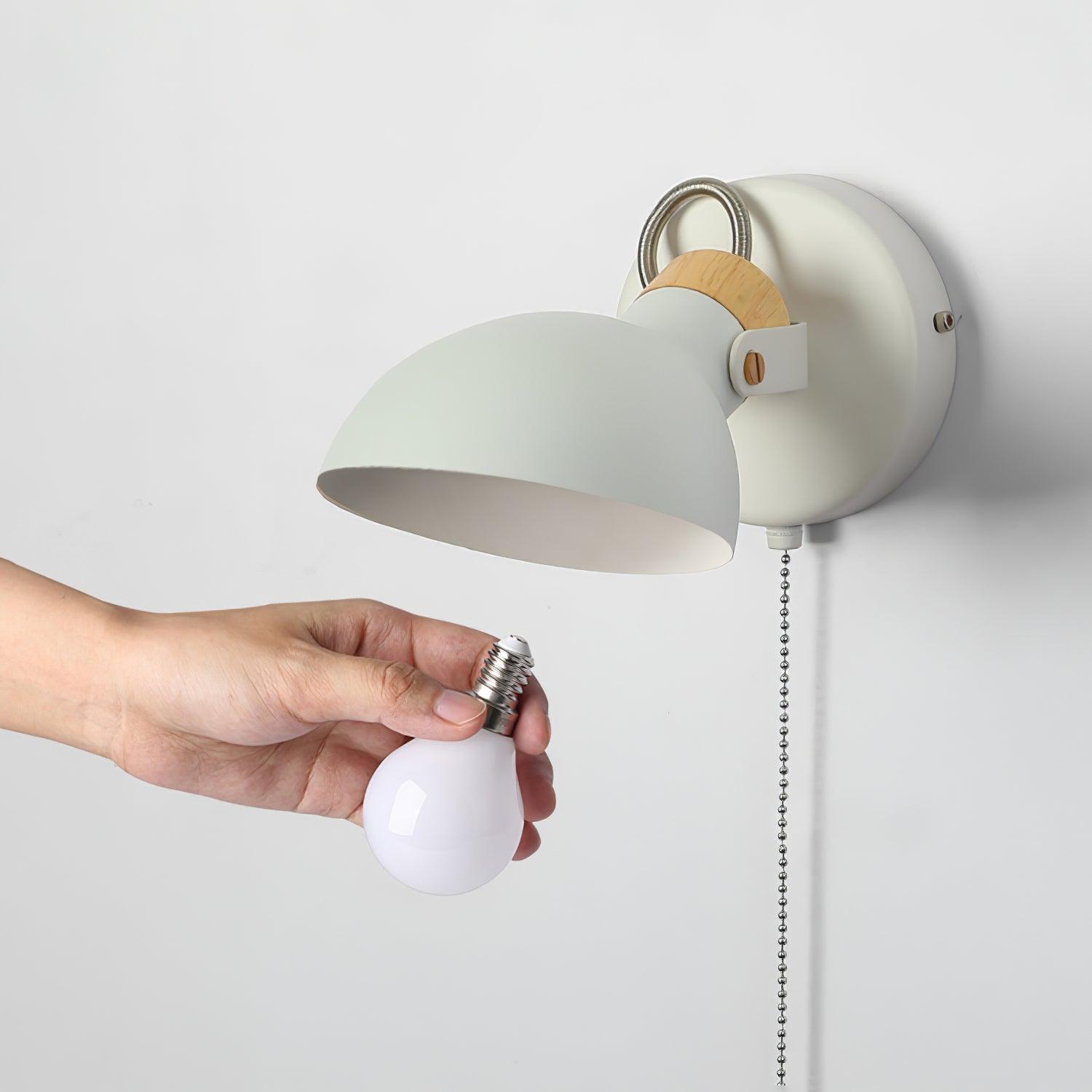 Modern Adjustable Metal Wall Sconce with 180 Degree Rotating Head and Pull Cord Switch