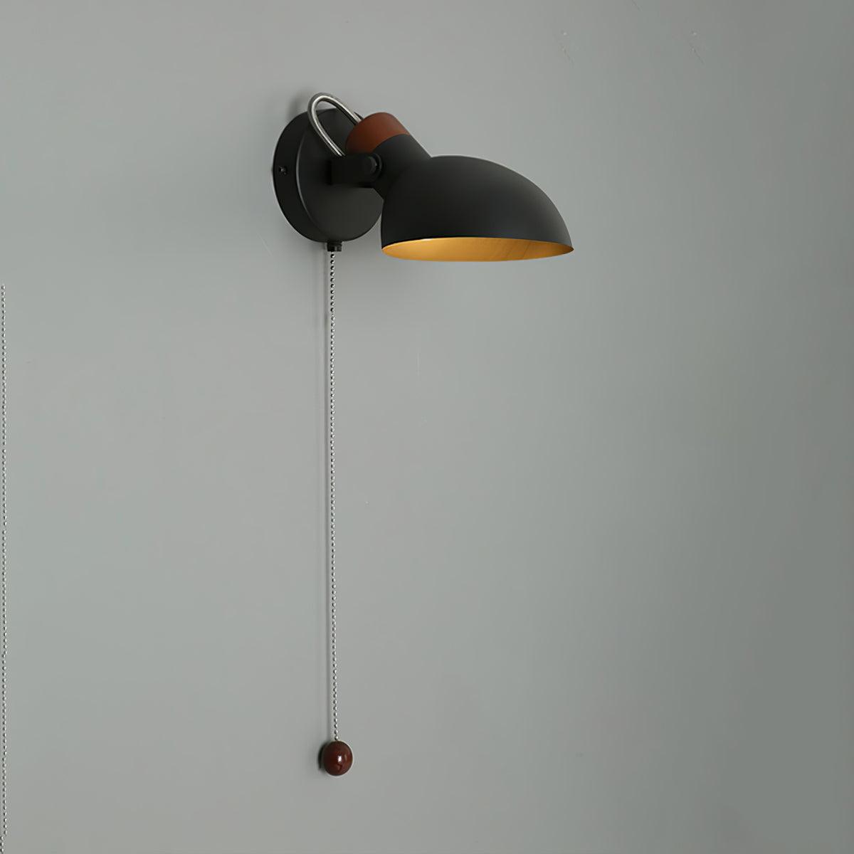 Modern Adjustable Metal Wall Sconce with 180 Degree Rotating Head and Pull Cord Switch