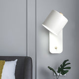 Modern Adjustable Nordic Round Wall Sconce Lamp with Wood Accents for Bedroom Decor