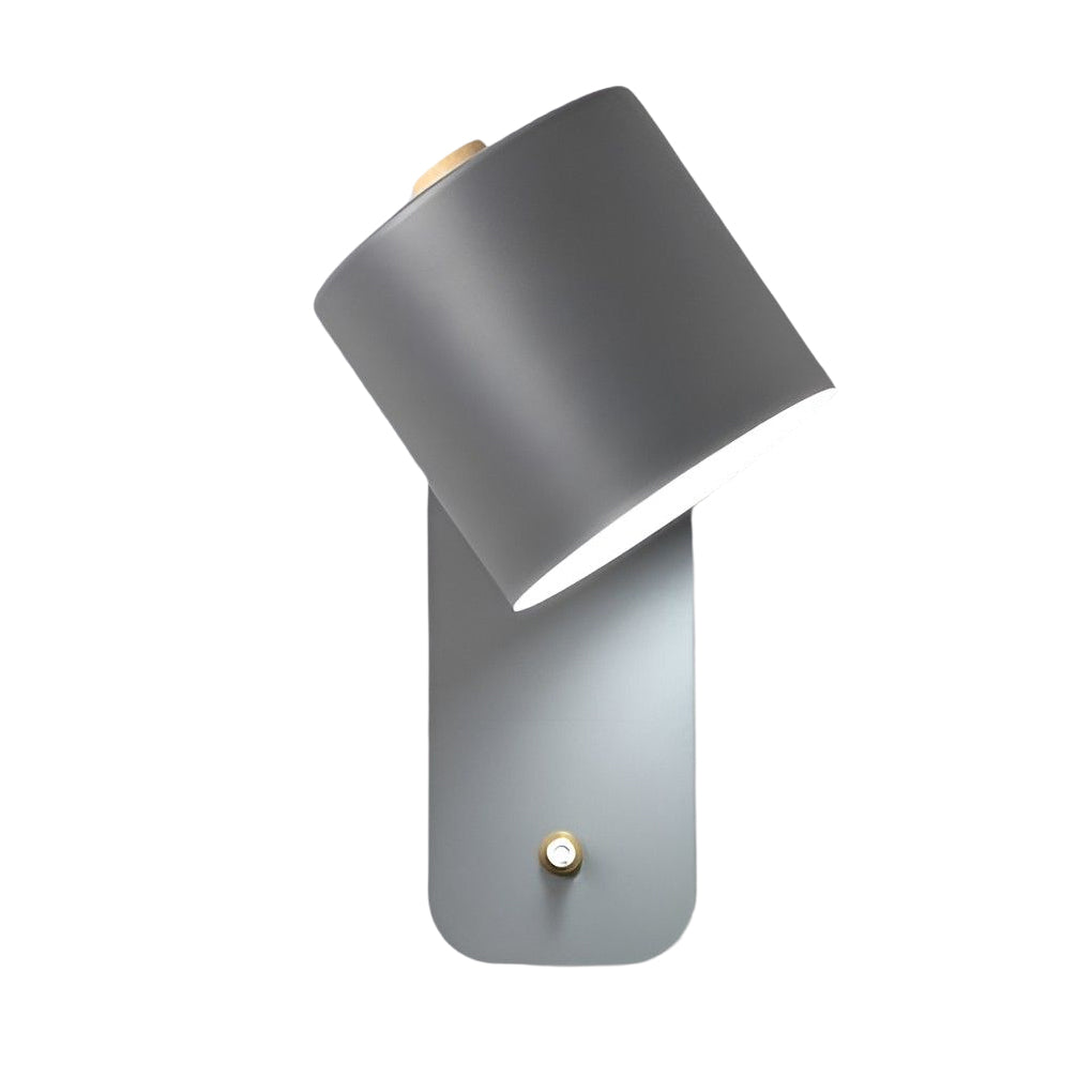 Modern Adjustable Nordic Round Wall Sconce Lamp with Wood Accents for Bedroom Decor