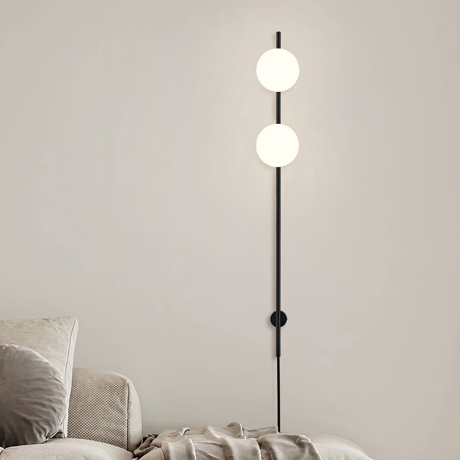 Modern Adjustable Plug In Wall Sconce Lighting with White Glass Globe Shade