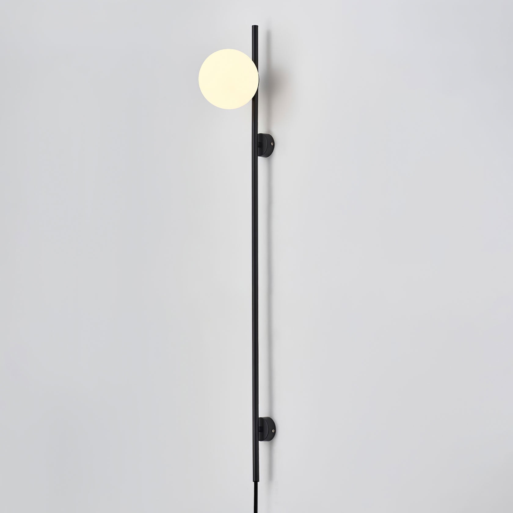 Modern Adjustable Plug In Wall Sconce Lighting with White Glass Globe Shade