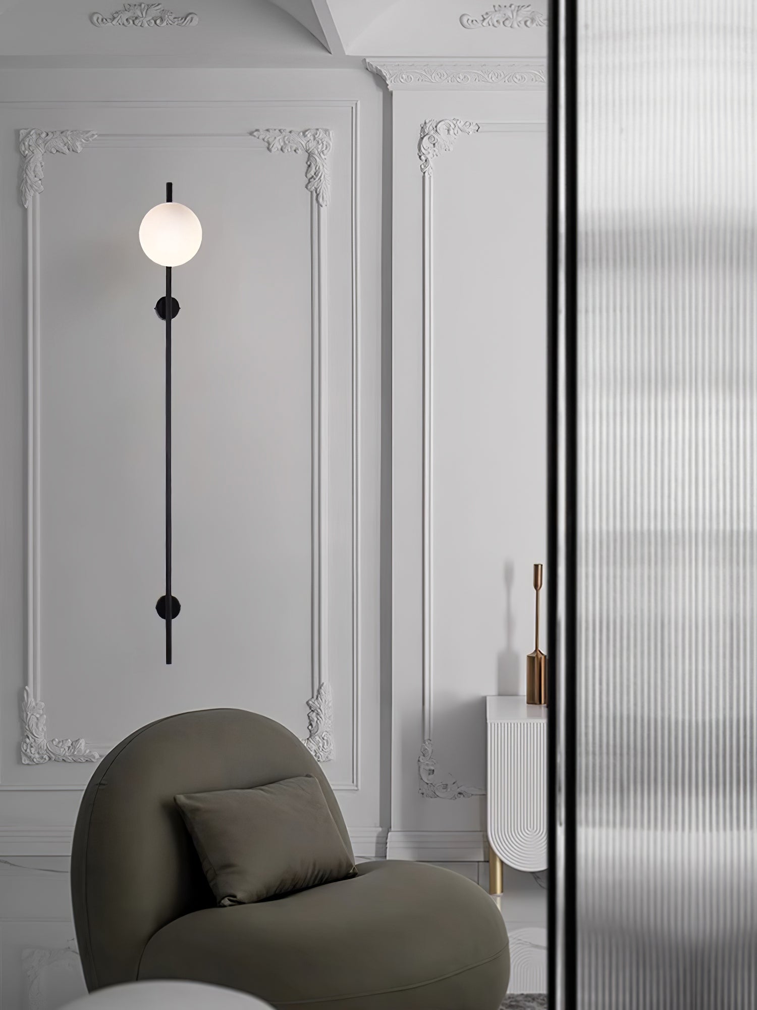 Modern Adjustable Plug In Wall Sconce Lighting with White Glass Globe Shade