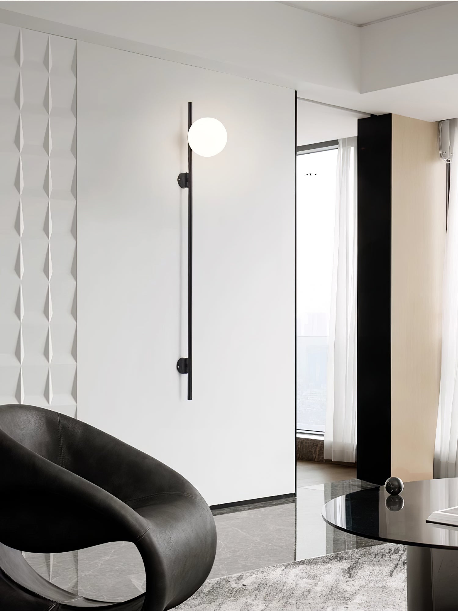 Modern Adjustable Plug In Wall Sconce Lighting with White Glass Globe Shade