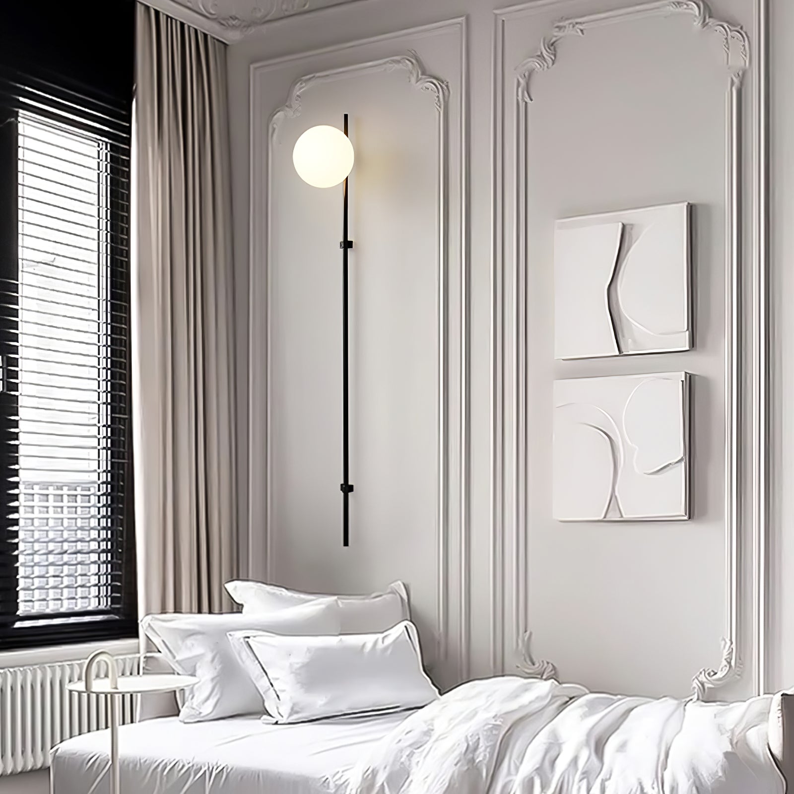 Modern Adjustable Plug In Wall Sconce Lighting with White Glass Globe Shade