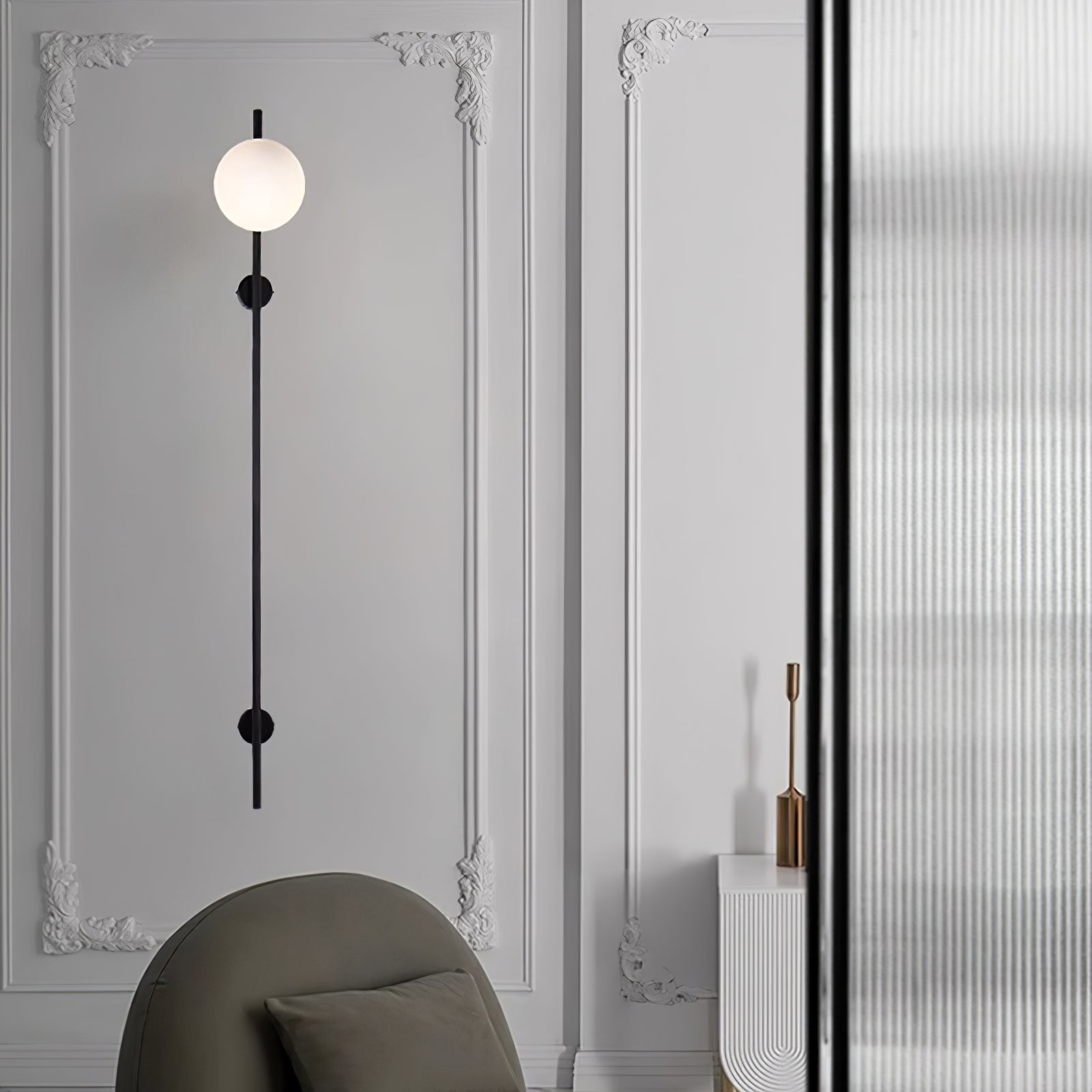 Modern Adjustable Plug In Wall Sconce Lighting with White Glass Globe Shade