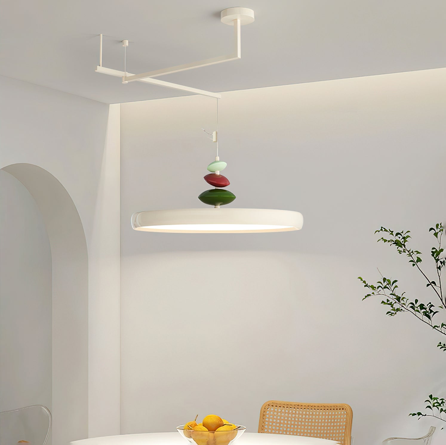 Modern Adjustable Swing Arm Stone Shape LED Pendant Light for Kitchen and Dining Room