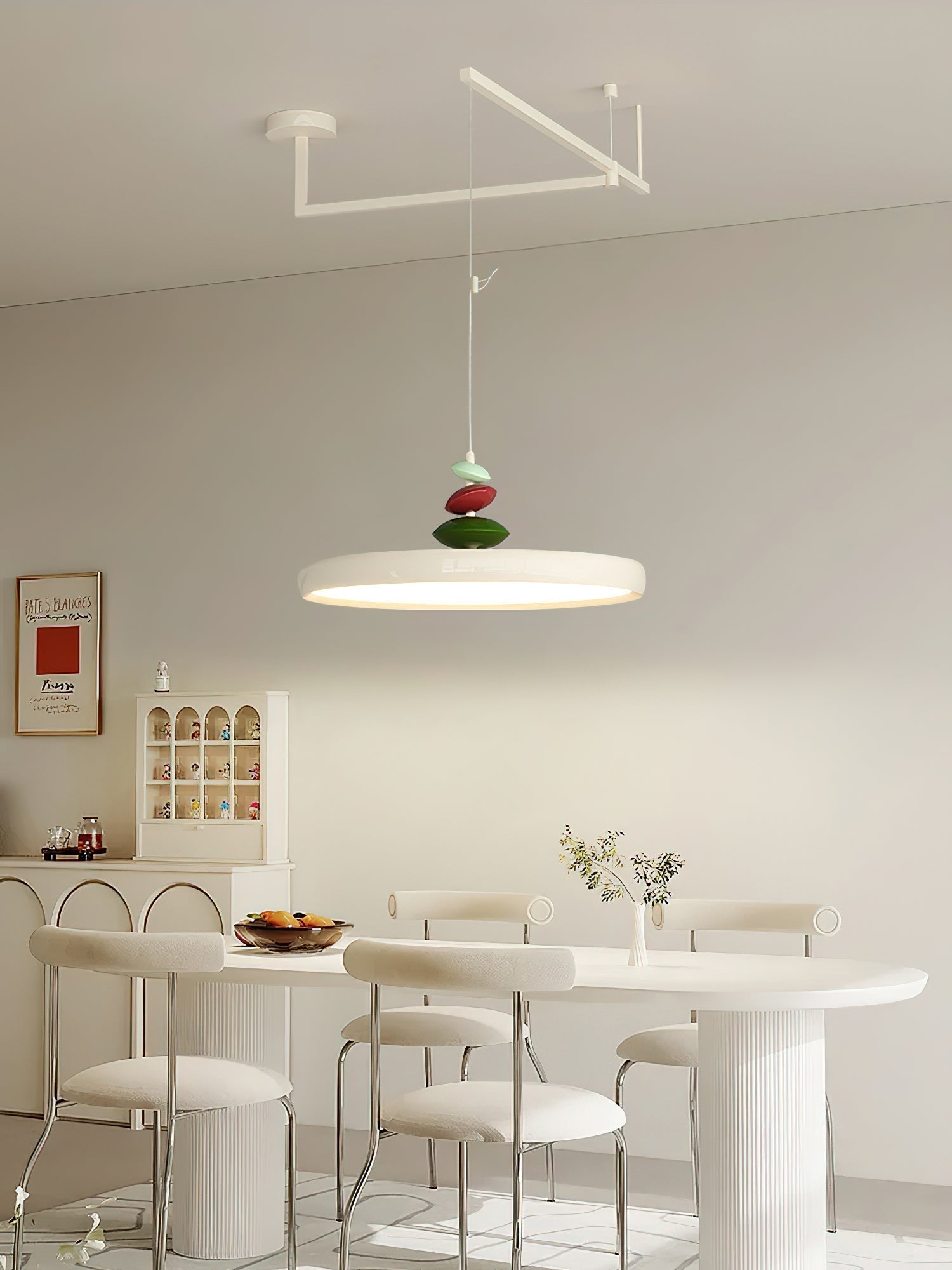 Modern Adjustable Swing Arm Stone Shape LED Pendant Light for Kitchen and Dining Room
