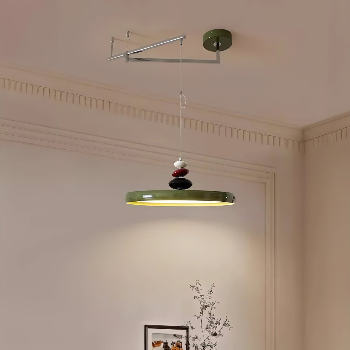 Modern Adjustable Swing Arm Stone Shape LED Pendant Light for Kitchen and Dining Room