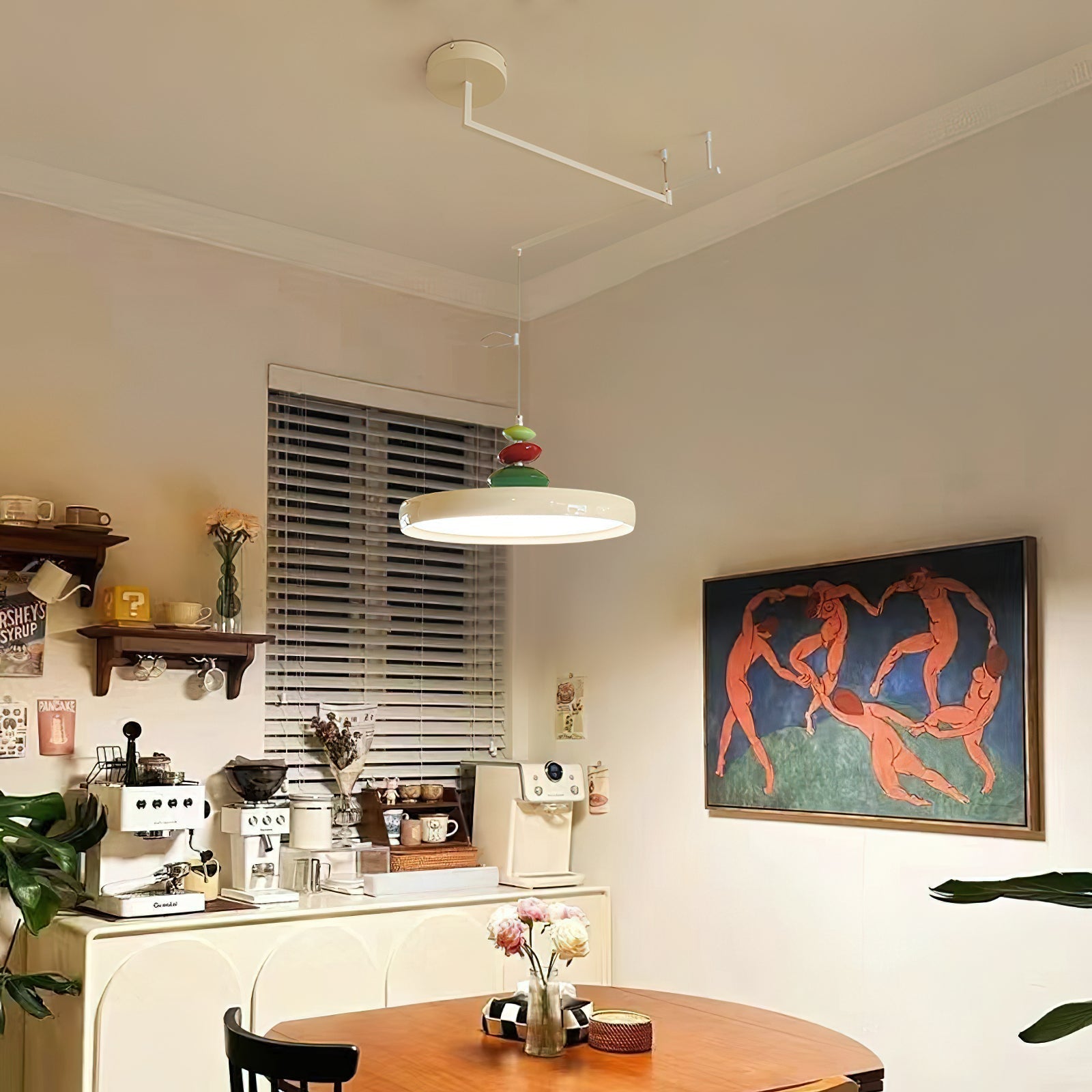 Modern Adjustable Swing Arm Stone Shape LED Pendant Light for Kitchen and Dining Room