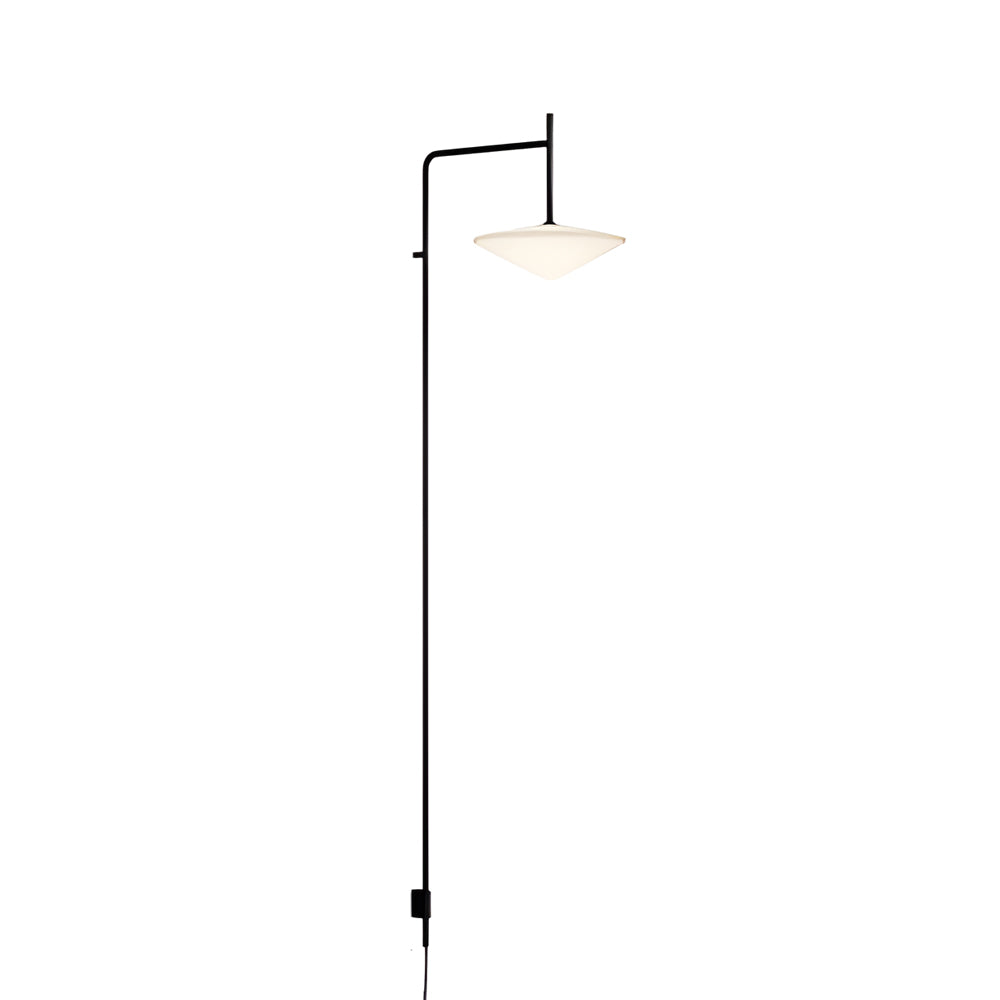 Modern Adjustable Swing Arm Wall Light Black Metal Long Pole LED Sconce with Glass Shade for Bedroom