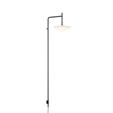 Modern Adjustable Swing Arm Wall Light Black Metal Long Pole LED Sconce with Glass Shade for Bedroom