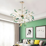 Modern Agate Flake Crown Chandelier Natural Onyx Stone Pendant Light in Gold