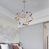 Modern Agate Flake Crown Chandelier Natural Onyx Stone Pendant Light in Gold
