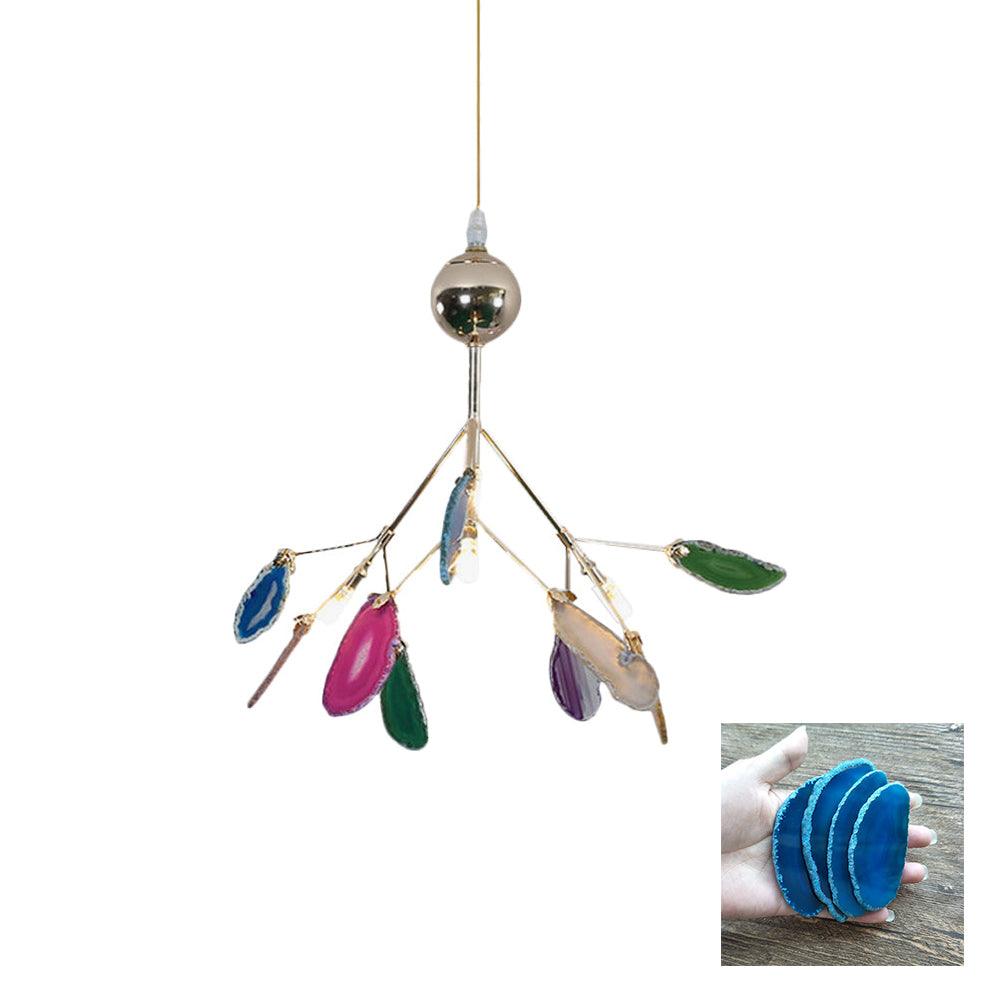 Modern Agate Flake Crown Chandelier Natural Onyx Stone Pendant Light in Gold