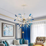 Modern Agate Flake Crown Chandelier Natural Onyx Stone Pendant Light in Gold