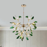 Modern Agate Flake Crown Chandelier Natural Onyx Stone Pendant Light in Gold