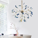 Modern Agate Flake Crown Chandelier Natural Onyx Stone Pendant Light in Gold