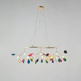 Modern Agate Flake Crown Chandelier Natural Onyx Stone Pendant Light in Gold