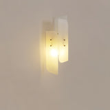 Modern Alabaster and Brass Vertical Wall Sconce Luxury Stone Bracket Lamp
