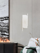 Modern Alabaster and Brass Vertical Wall Sconce Luxury Stone Bracket Lamp