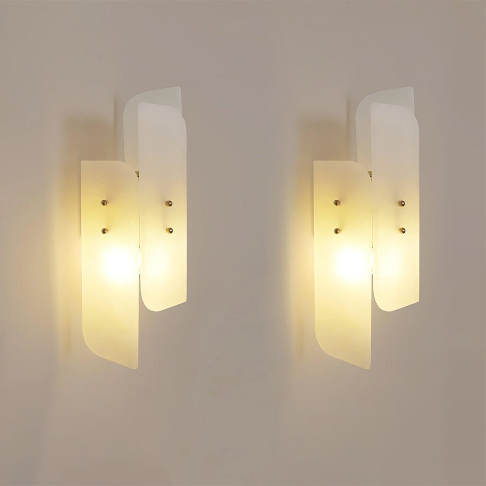 Modern Alabaster and Brass Vertical Wall Sconce Luxury Stone Bracket Lamp