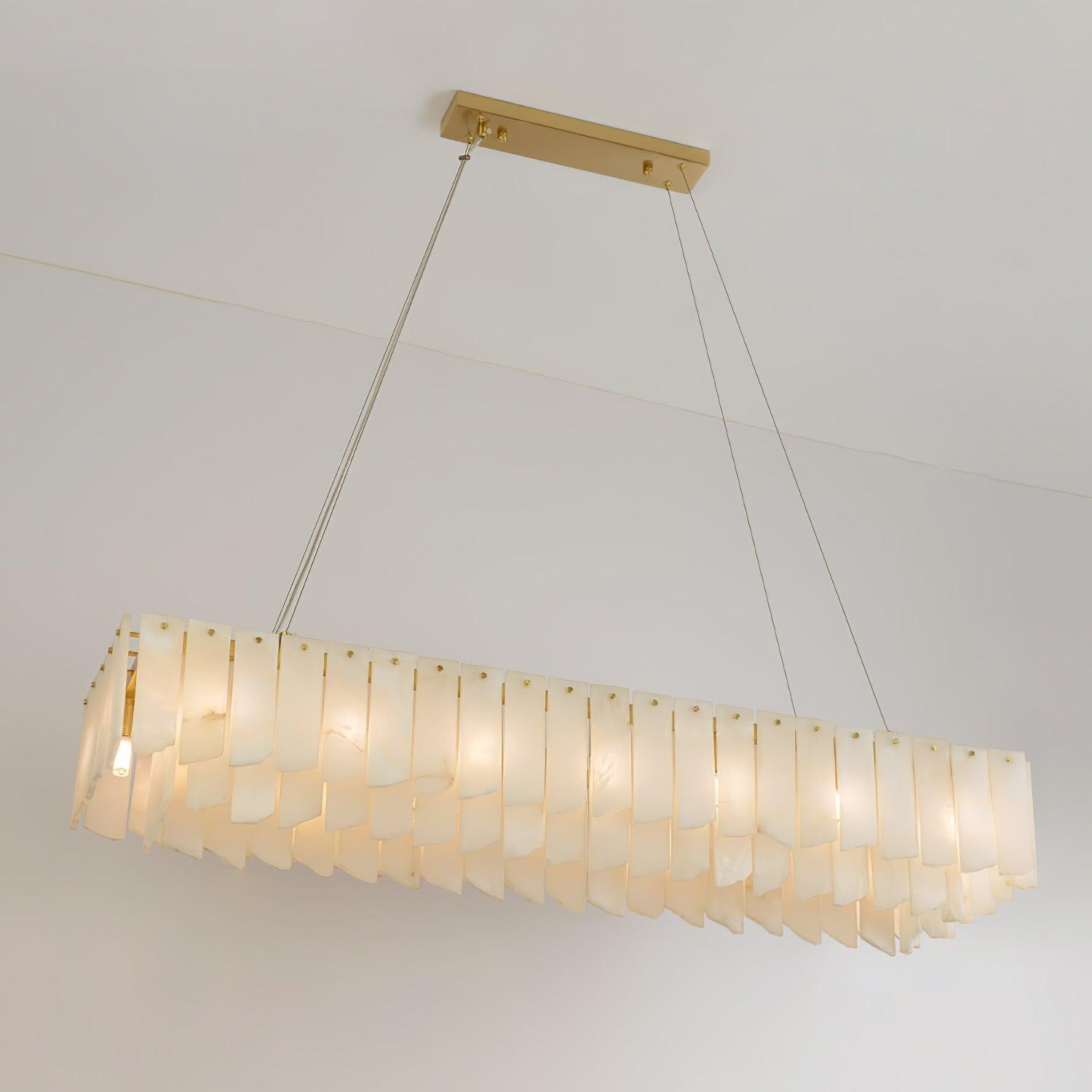 Modern Alabaster Cascade Tiered Chandelier with Brass Finish Luxury Ceiling Pendant Light