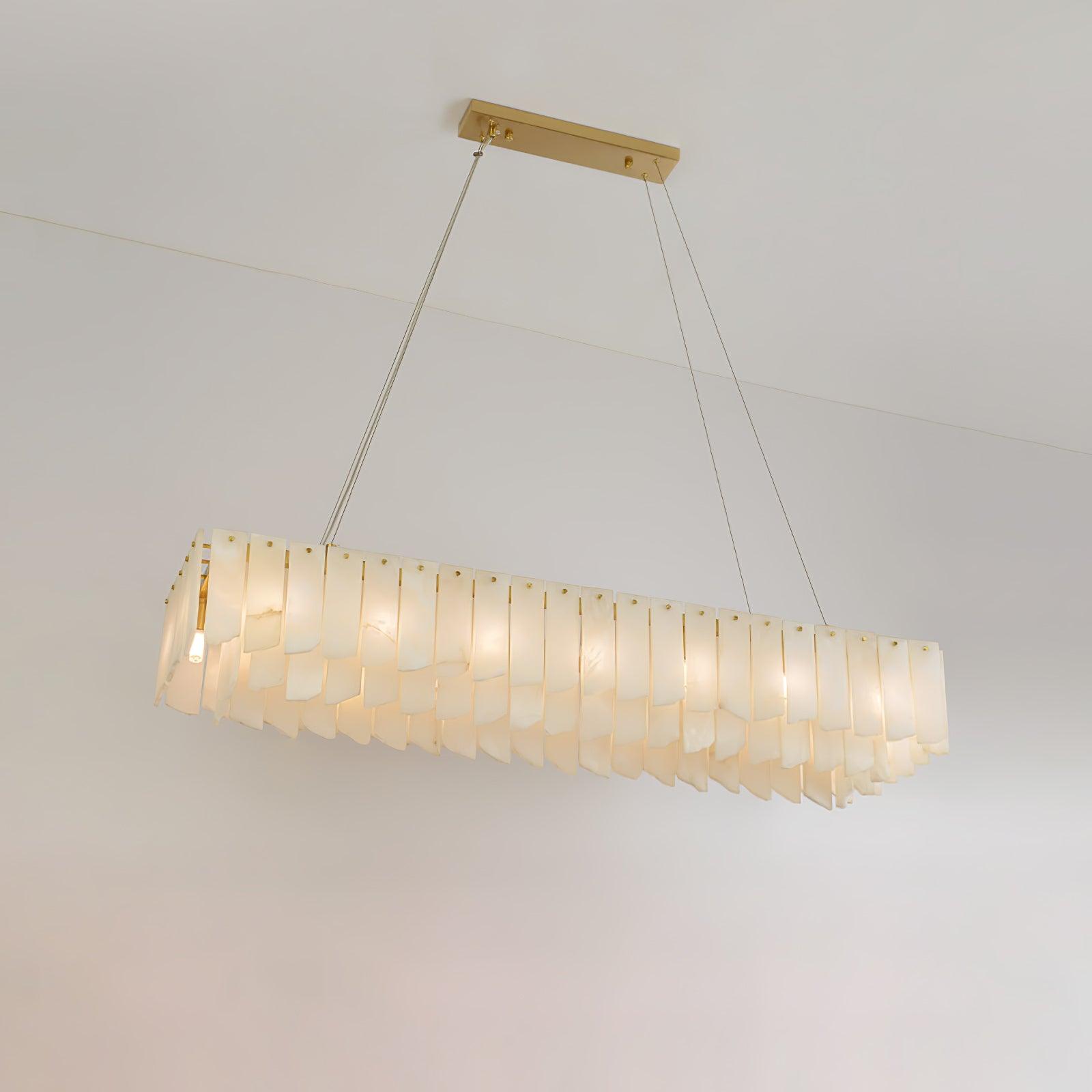Modern Alabaster Cascade Tiered Chandelier with Brass Finish Luxury Ceiling Pendant Light