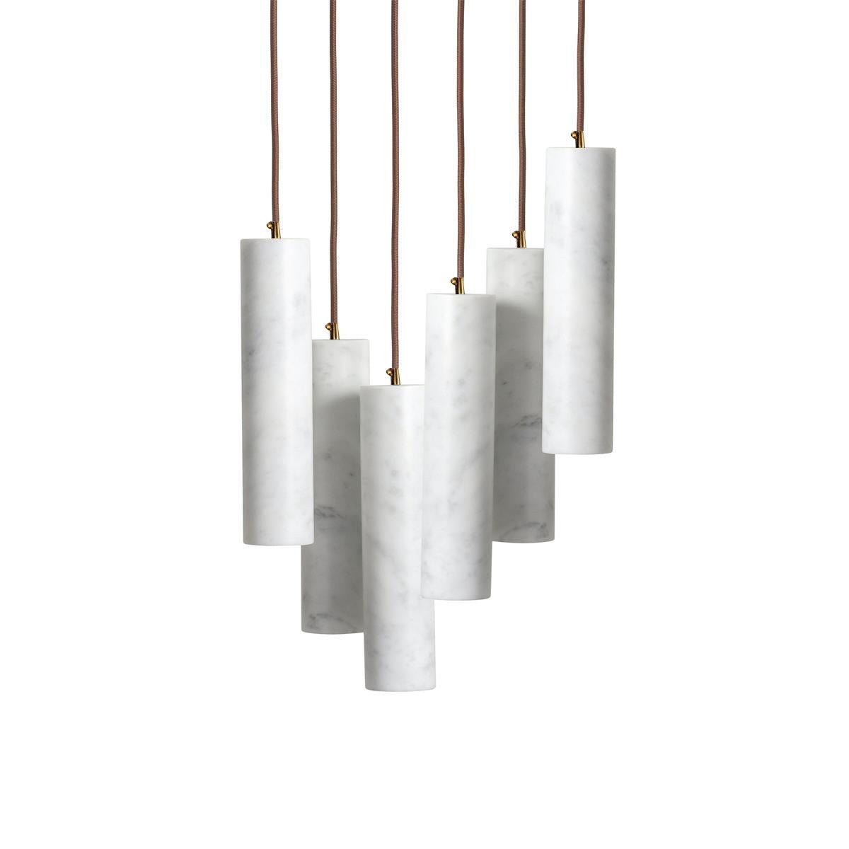 Modern Alabaster Cylinder Pendant Light Minimalist Natural Stone Droplet Hanging Lamp