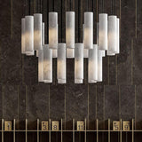 Modern Alabaster Cylinder Pendant Light Minimalist Natural Stone Droplet Hanging Lamp