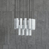 Modern Alabaster Cylinder Pendant Light Minimalist Natural Stone Droplet Hanging Lamp