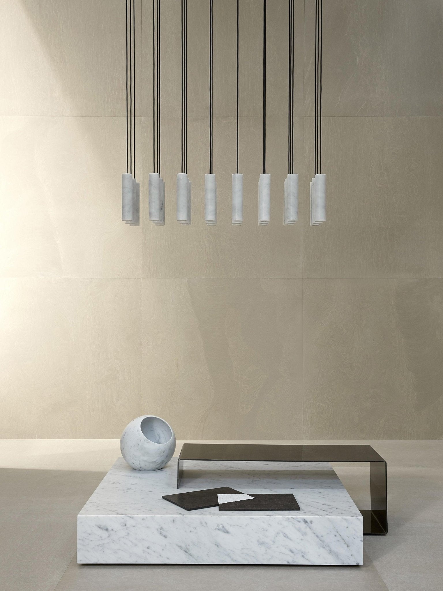 Modern Alabaster Cylinder Pendant Light Minimalist Natural Stone Droplet Hanging Lamp