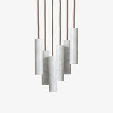 Modern Alabaster Cylinder Pendant Light Minimalist Natural Stone Droplet Hanging Lamp